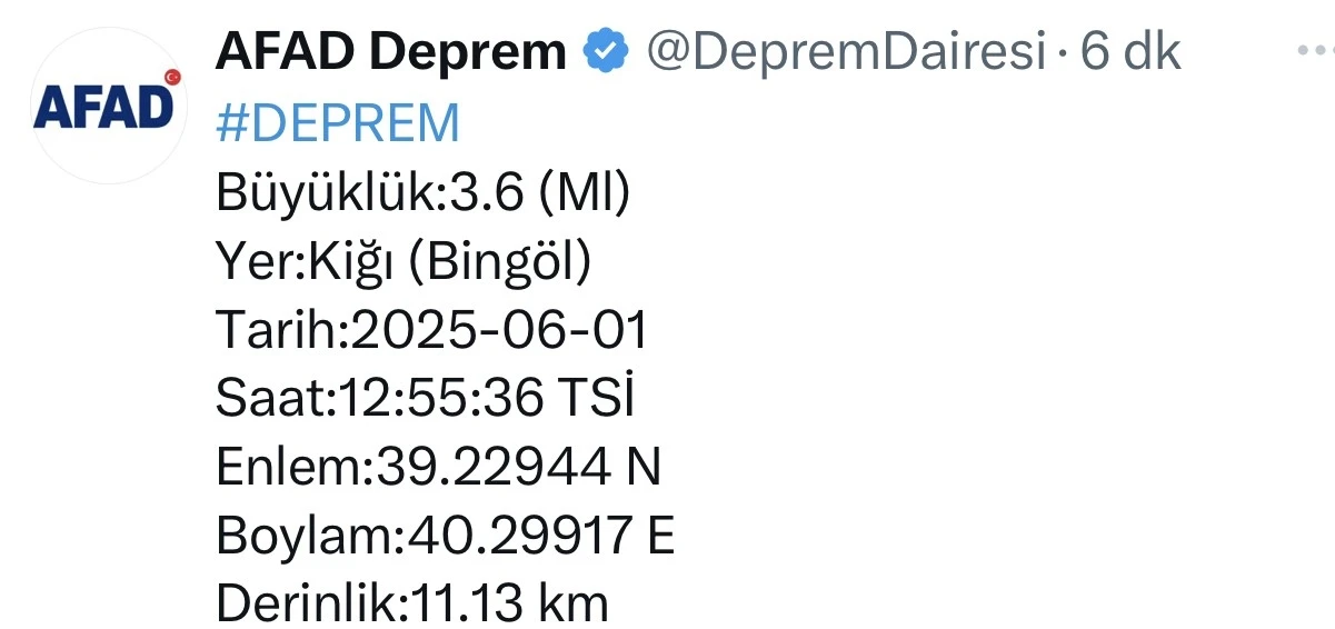 Bingöl’de bir deprem daha
