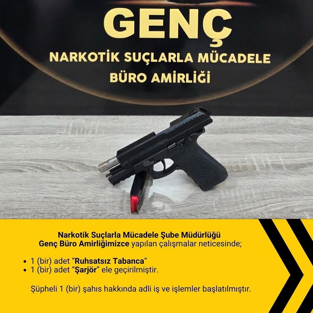 Bingöl’de ruhsatsız tabanca ve esrar ele geçirildi
