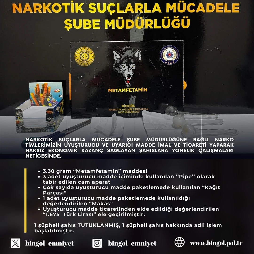 Bingöl’de uyuşturucu operasyonunda 1 tutuklama
