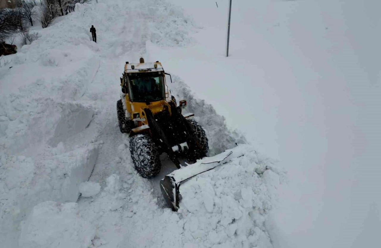 Bitlis&rsquo;te k&ouml;y yollarında karla m&uuml;cadele &ccedil;alışması
