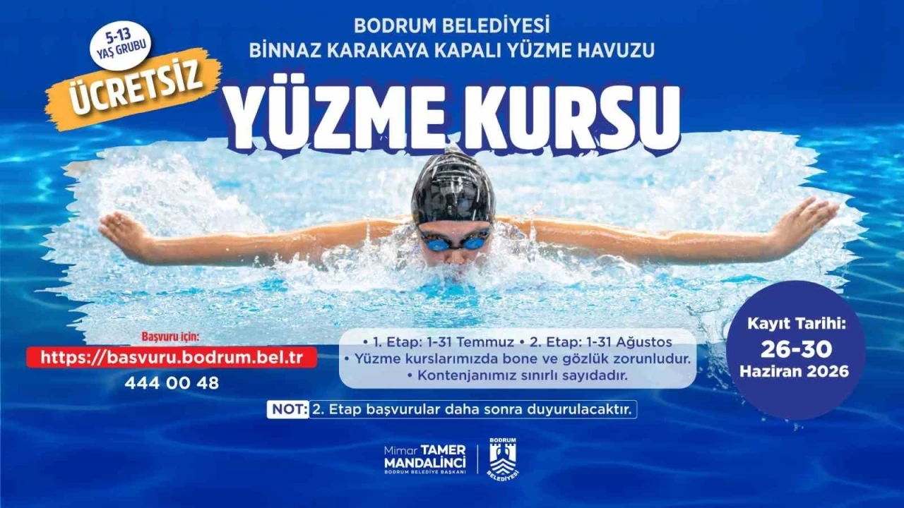 Bodrum Belediyesinden &ccedil;ocuklara &uuml;cretsiz y&uuml;zme kursu
