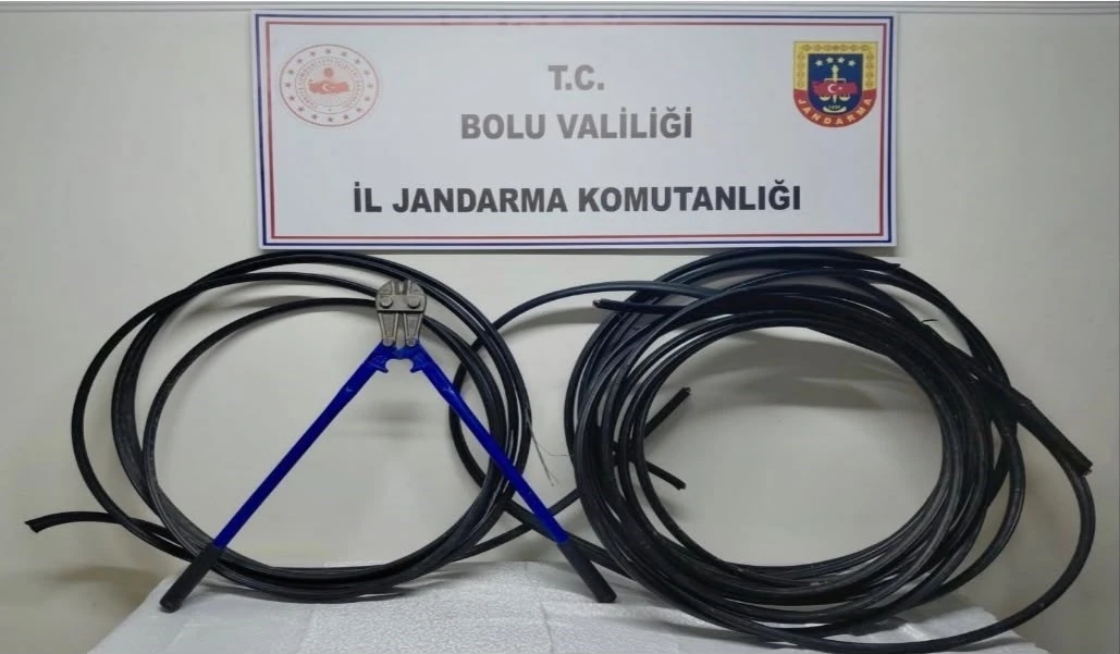 Bolu&rsquo;da kablo hırsızlığı ş&uuml;phelisi &ccedil;aldığı kablolarla yakalandı
