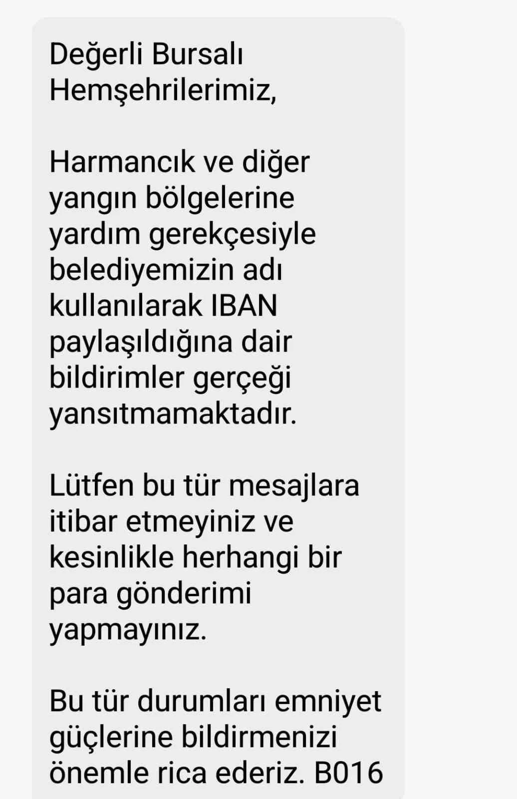 Bursa Büyükşehir’den yangın yardımı dolandırıcılığına karşı uyarı
