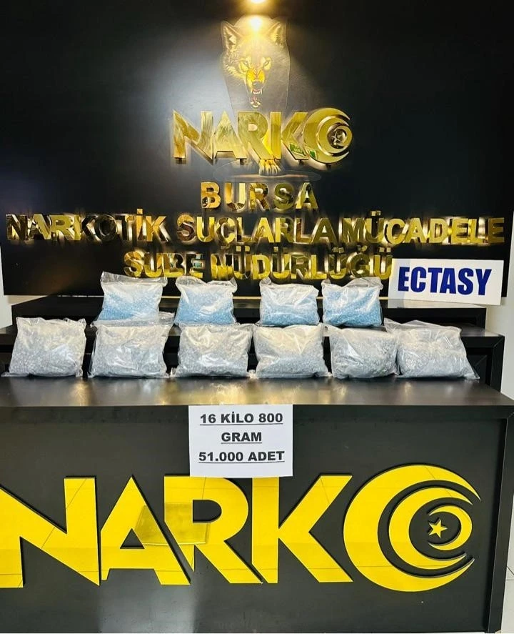 Bursa’da uyuşturucu operasyonu: 51 bin adet extacy ele geçirildi
