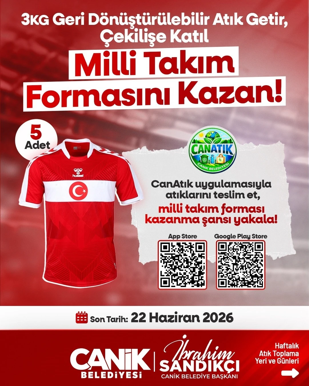 Canik&rsquo;te atık getirene milli takım forması
