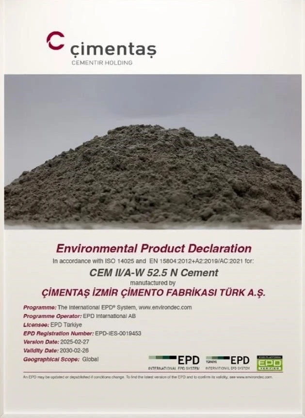 Çimentaş, EPD belgesi ile sürdürülebilirlik taahhüdünü güçlendiriyor
