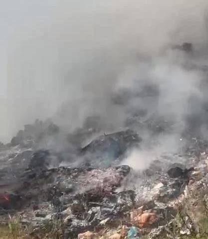 &Ccedil;&ouml;p d&ouml;k&uuml;m alanındaki yangın ormana sı&ccedil;radı
