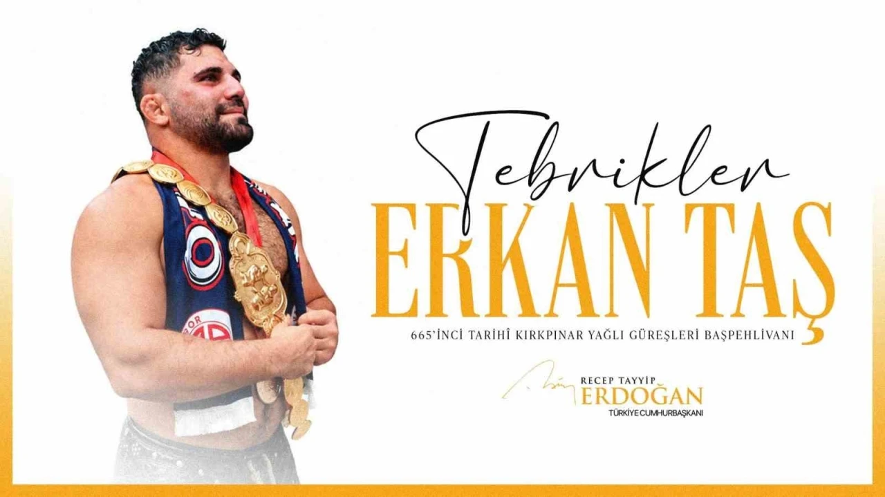 Cumhurbaşkanı Erdoğan, başpehlivanlık unvanını kazanan Erkan Taş&rsquo;ı tebrik etti
