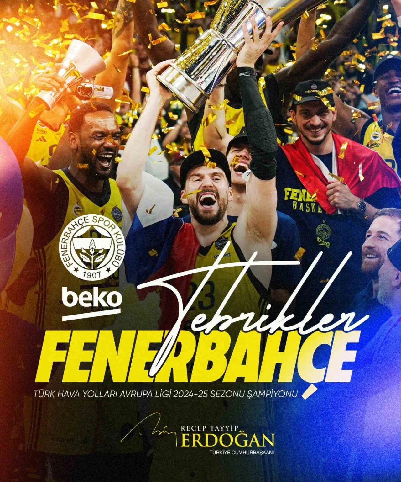 Cumhurbaşkanı Erdoğan’dan Fenerbahçe’ye tebrik
