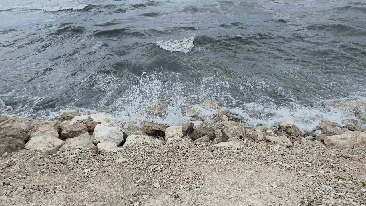 Dalgalar Van G&ouml;l&uuml; sahilini d&ouml;vd&uuml;
