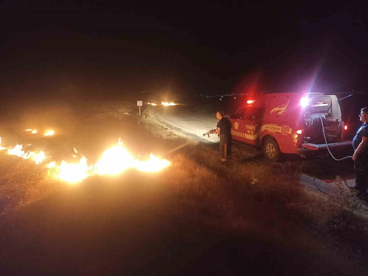Darende’de ot yangını
