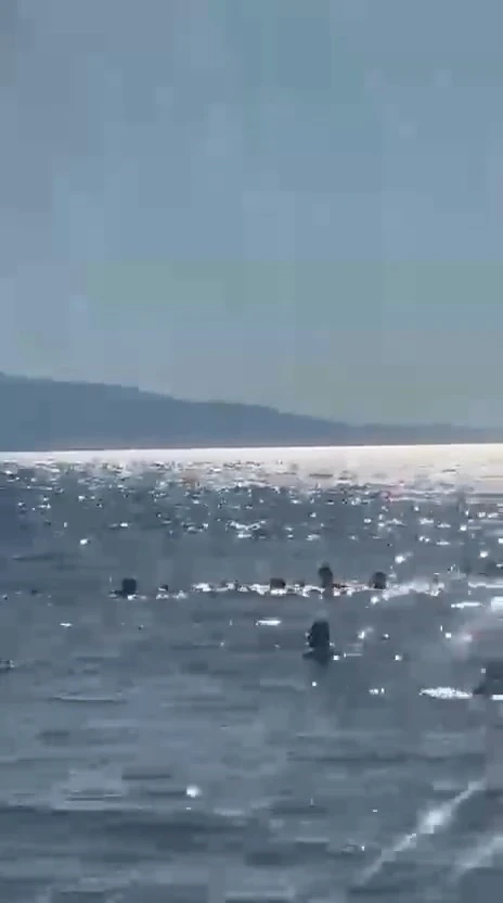 Denizde dubaların dışına &ccedil;ıkan baba ve iki kızı &ouml;l&uuml;m tehlikesi atlattı

