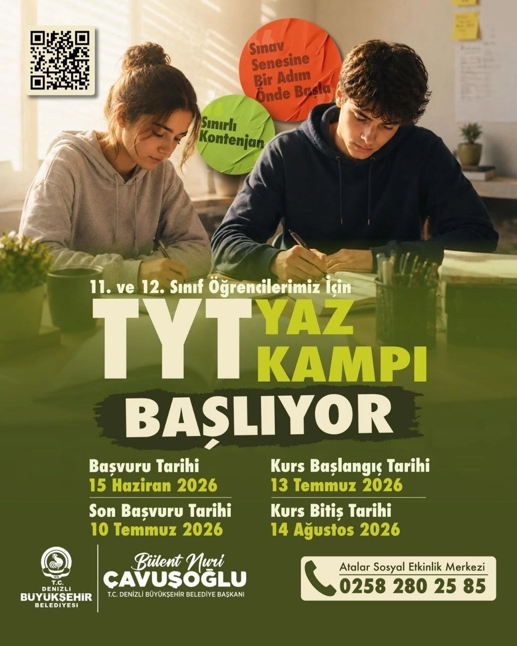Denizli B&uuml;y&uuml;kşehir &uuml;niversiteye hazırlanan gen&ccedil;lerin yanında
