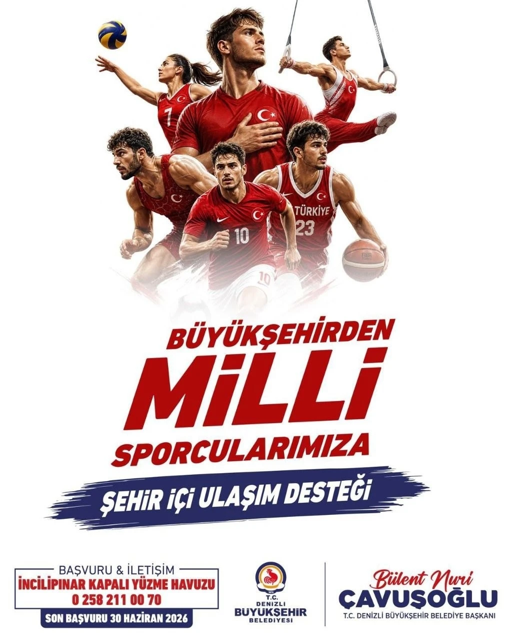 Denizli Büyükşehirden milli sporculara ücretsiz ulaşım deste