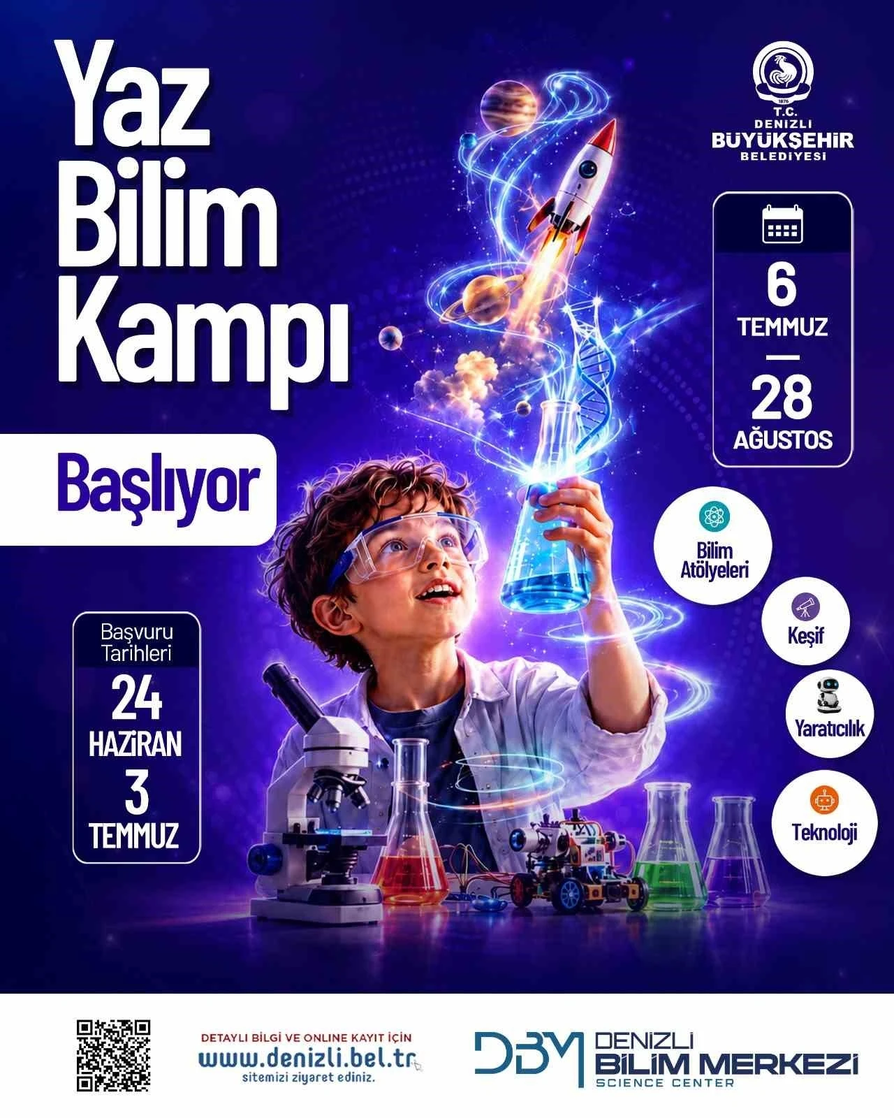 Denizli B&uuml;y&uuml;kşehirden yaz tatiline bilim dolu kamp
