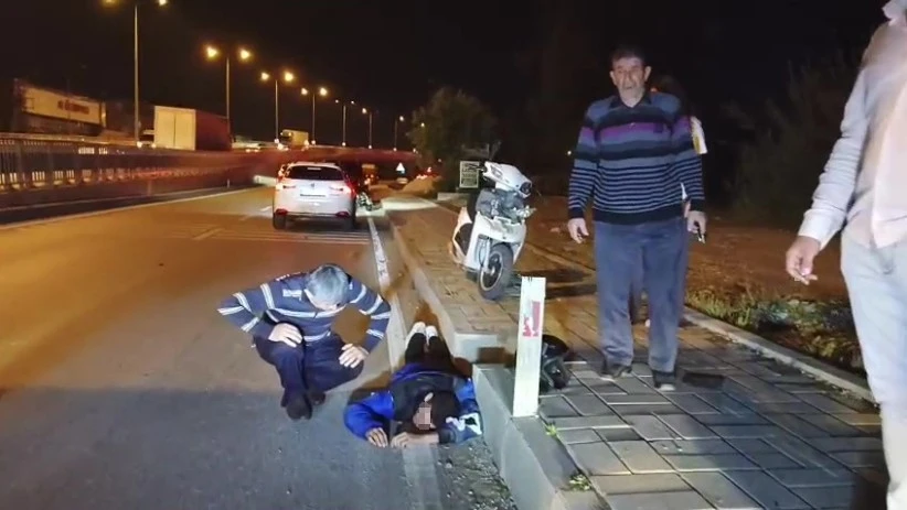Devrilen motosikletin sürücüsü yaralandı
