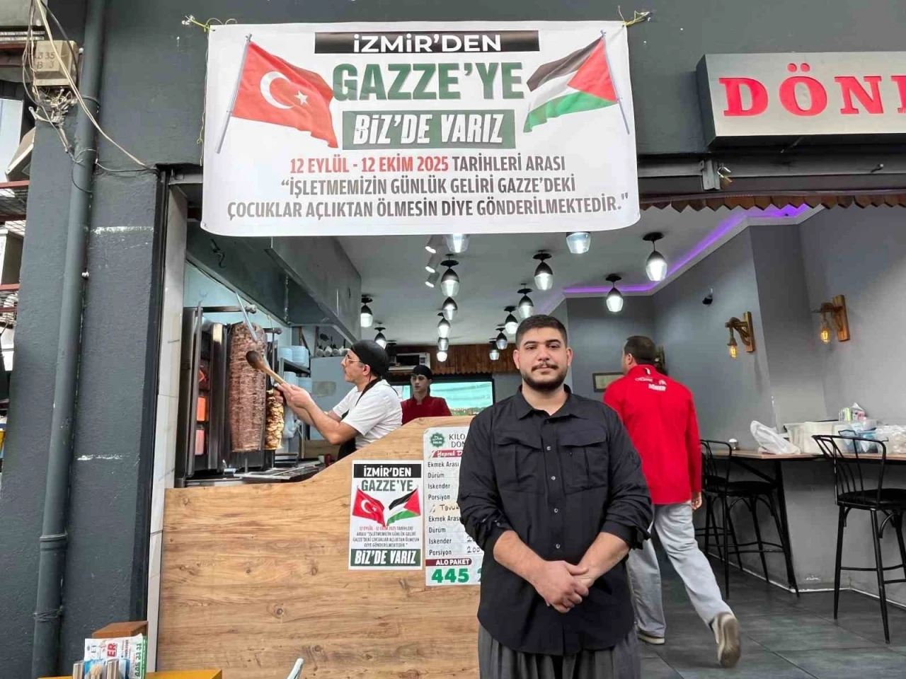 Dönerci bir aylık kazancını Gazze’ye bağışladı
