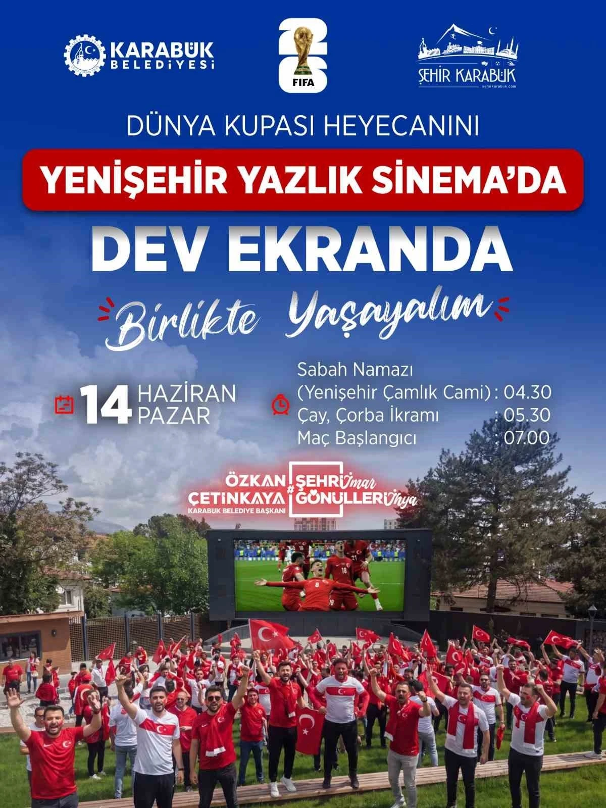 D&uuml;nya kupası heyecanı Yenişehir Yazlık Sineması&rsquo;nda yaşanacak
