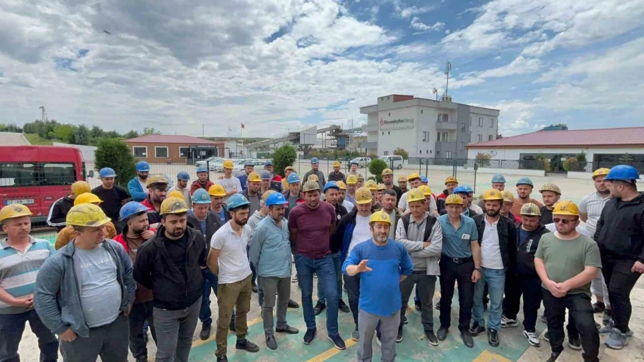 Edirne&rsquo;de madencilik iş&ccedil;ileri maaş ve tazminat iddiasıyla greve &ccedil;ıktı
