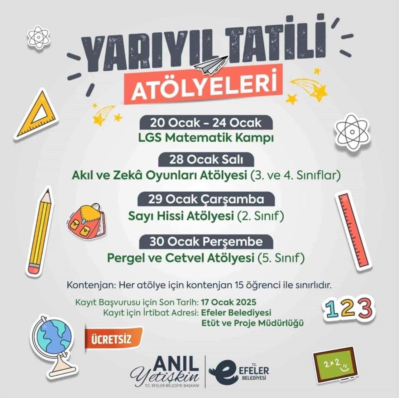 Efeler Belediyesi’nden çocuklara yarıyıl tatili atölyeleri