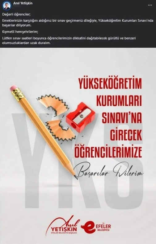 Efeler&rsquo;de YKS dolayısıyla &ccedil;&ouml;p toplama saatleri değişti
