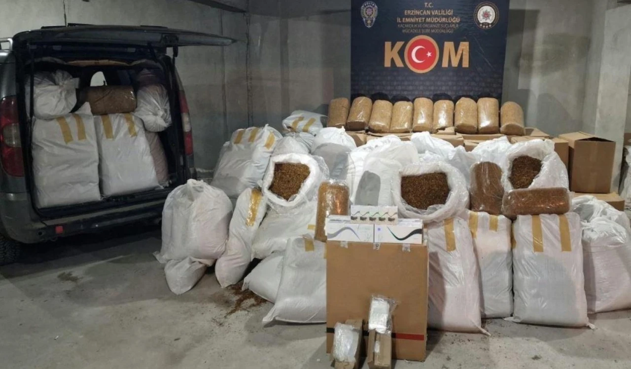 Erzincan’da 2 ton 550 kg kaçak tütün ele geçirildi
