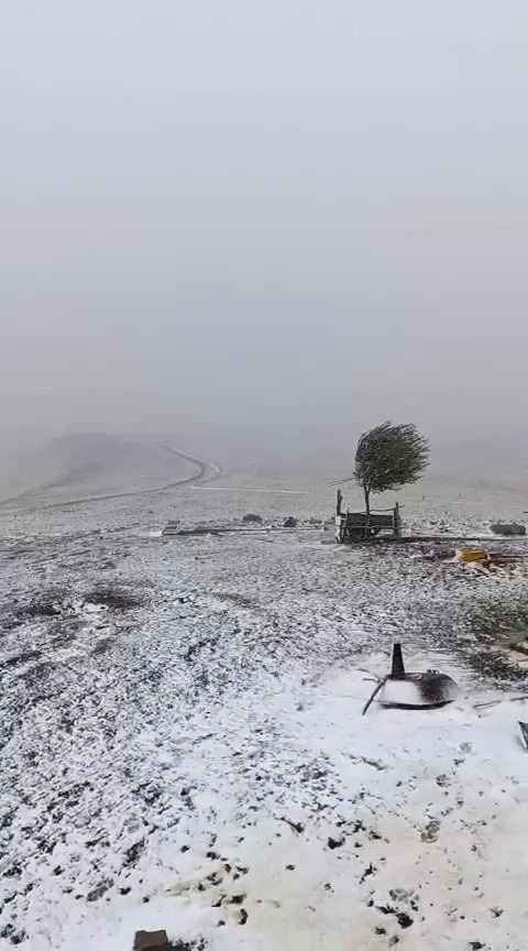 Erzurum’da Çakmak Dağı beyaza büründü
