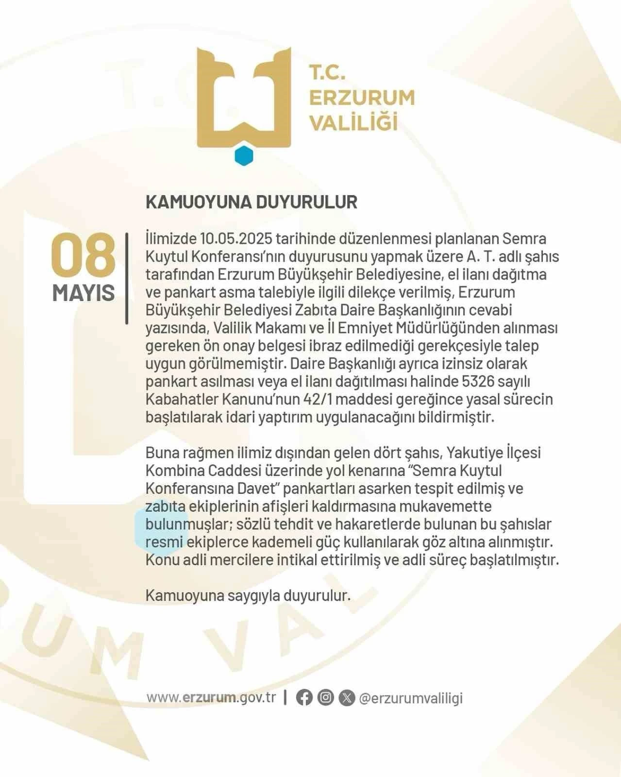 Erzurum’da izinsiz pankart asan 4 kişi gözaltına alındı
