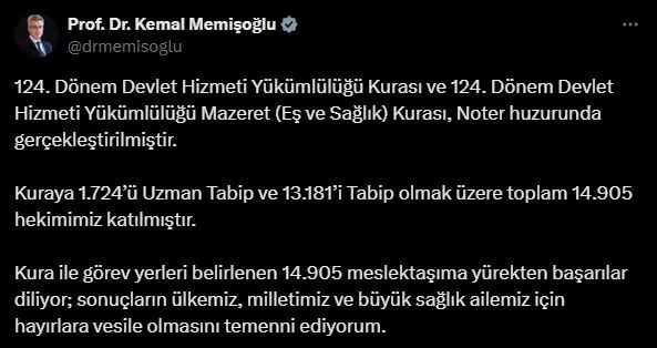 Eş ve Sağlık kurası gerçekleşti
