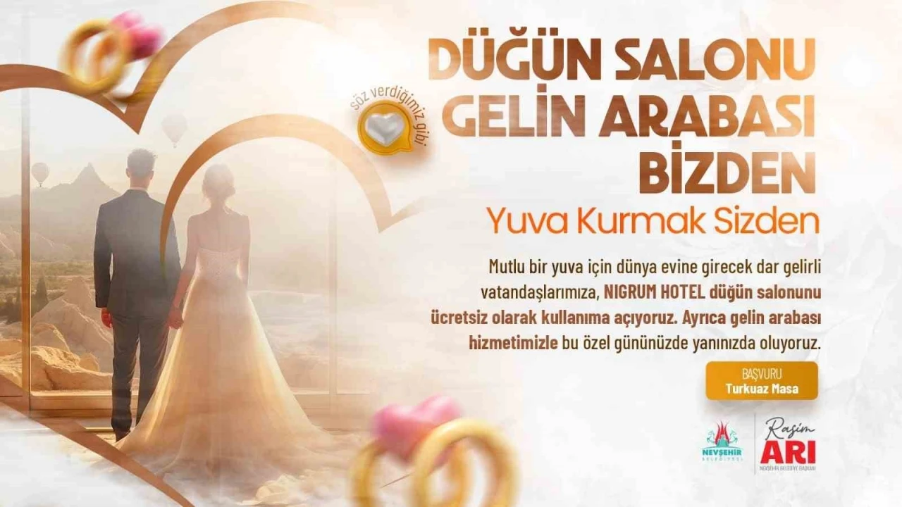 Evlenecek Gençlere ’Düğün Salonu ve Gelin Arabası Bizden’ projesi
