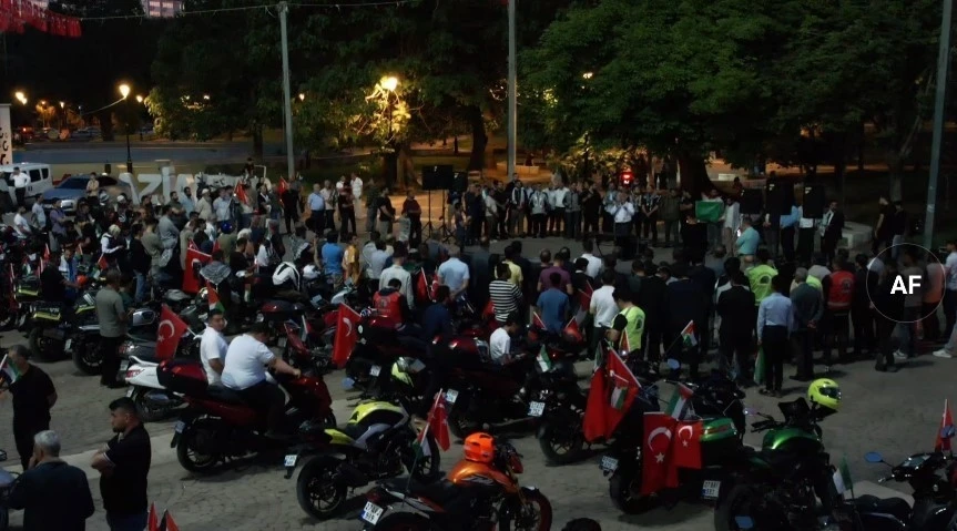 Gaziantep’te motosiklet sürücüleri İsrail’i protesto etti
