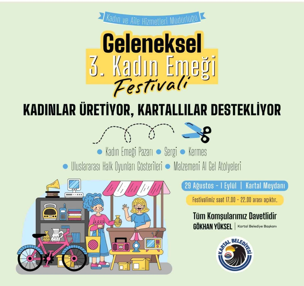 Geleneksel 3. Kadın Emeği Festivali’nde kadınlar üretiyor, Kartallılar destekliyor
