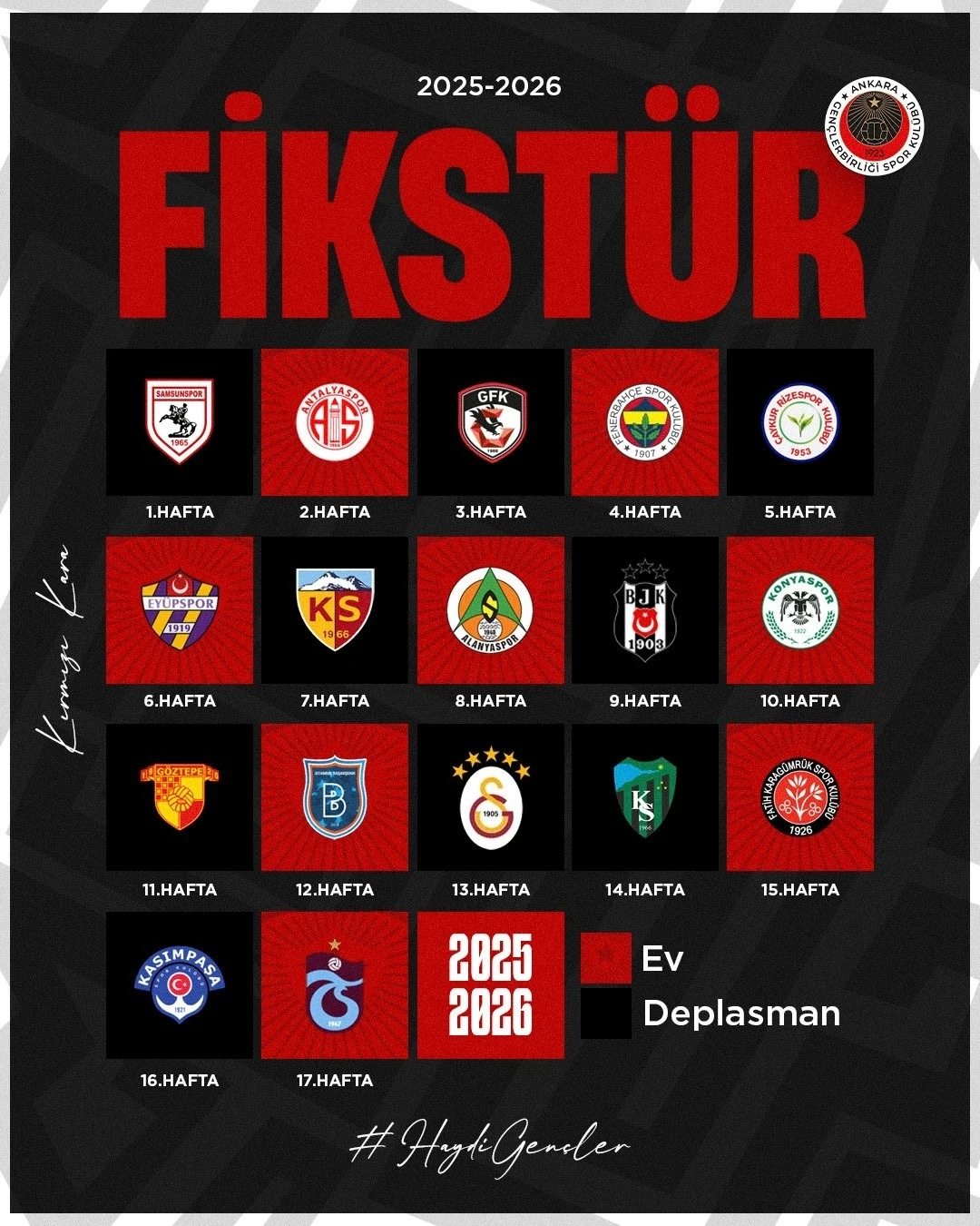 Gençlerbirliği ilk hafta Samsunspor ile oynayacak
