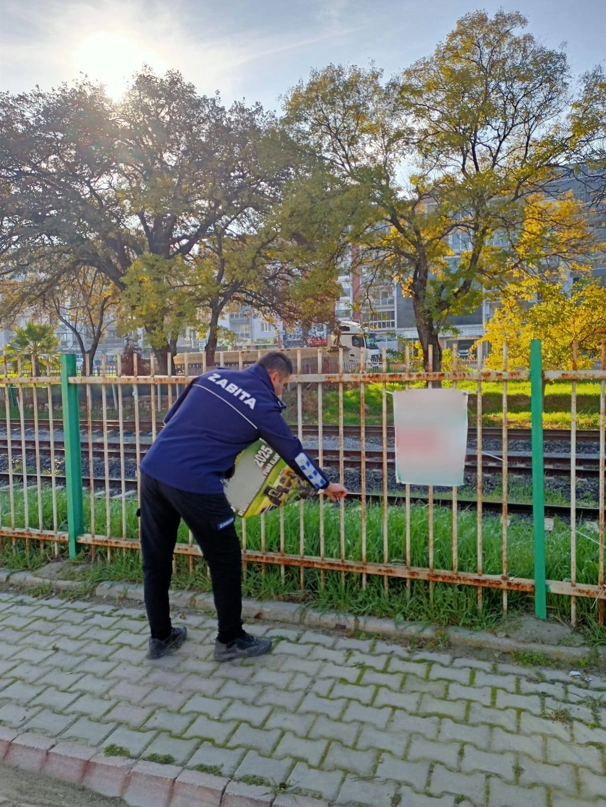 Germencik&rsquo;te izinsiz afişlere zabıta m&uuml;dahalesi
