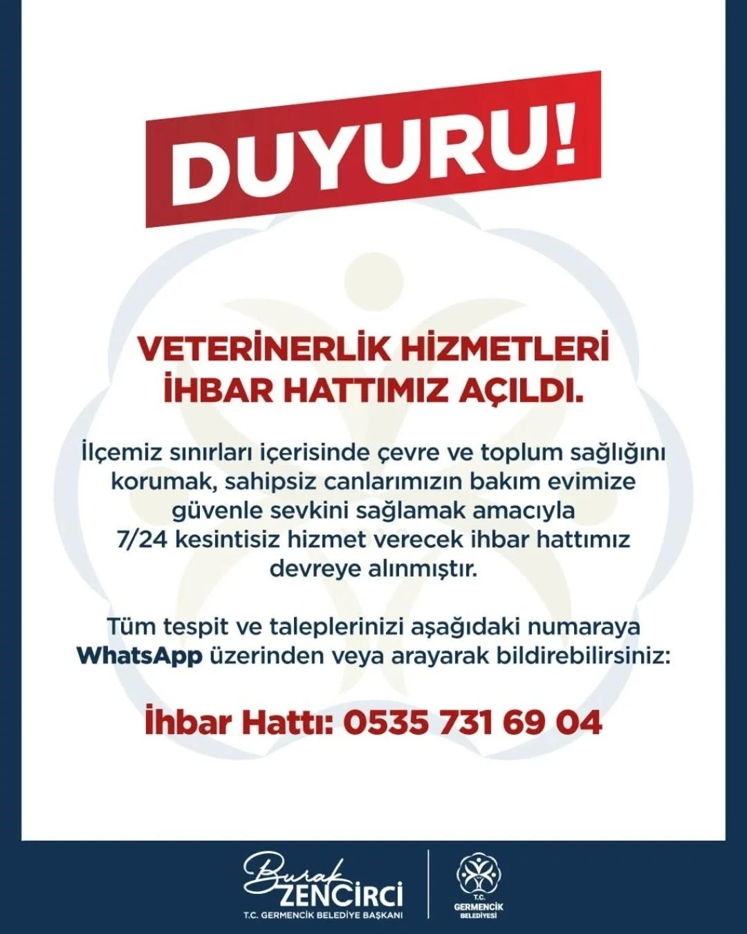 Germencik&rsquo;te Veterinerlik Hizmetleri İhbar Hattı hizmete a&ccedil;ıldı
