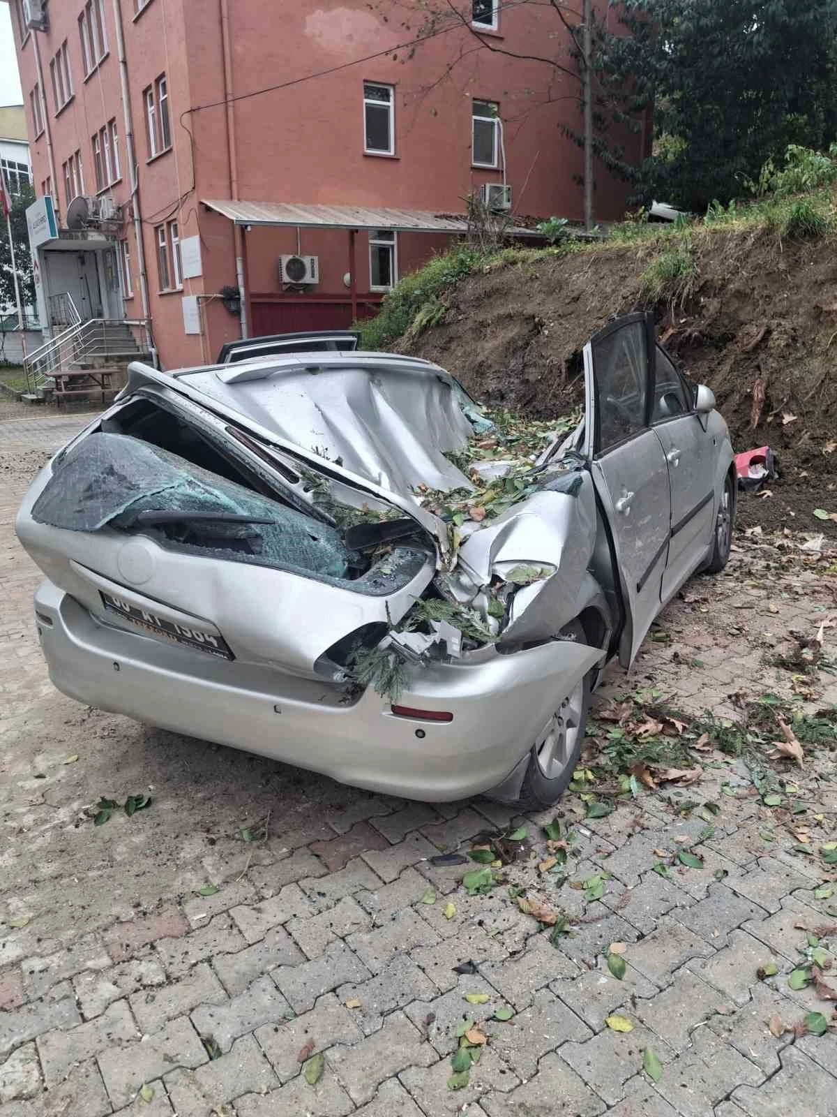 Giresun&rsquo;da devrilen ağa&ccedil; bir aracı kullanılamaz hale getirdi
