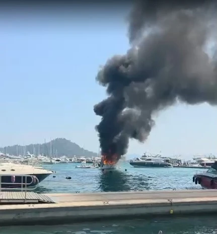 GÖCEK' TE TEKNE ALEVLERE TESLİM OLDU
