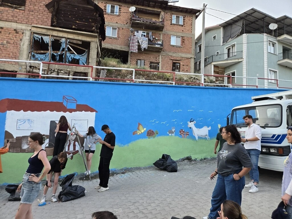 Gökler Beldesinde boş duvarlar sanat eserine dönüştü
