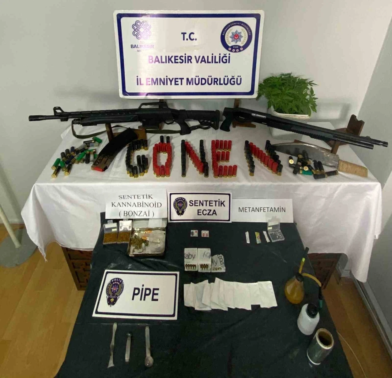 Gönen’de uyuşturucu ve silah operasyonu