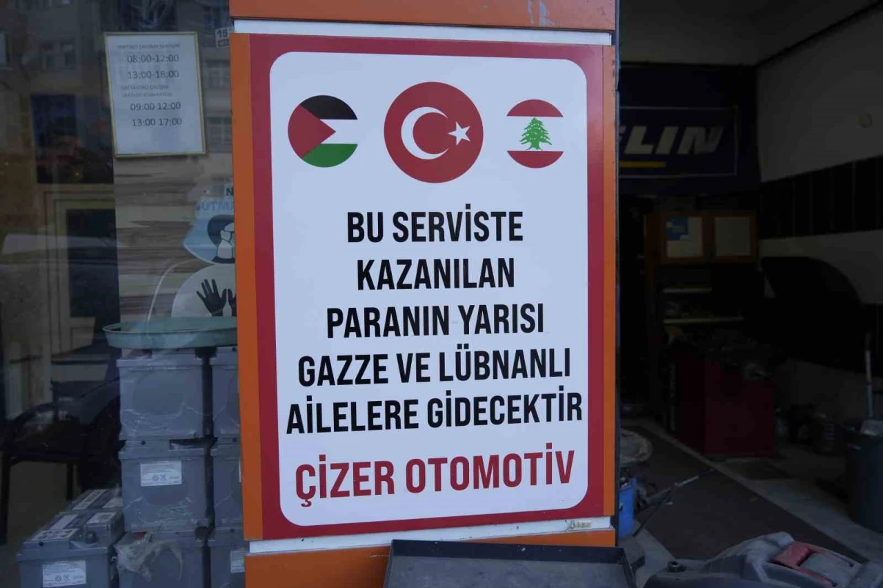 Gümüşhane’de otomobil servisinin gelirinin yarısı Gazze ve Lübnan’a gidiyor