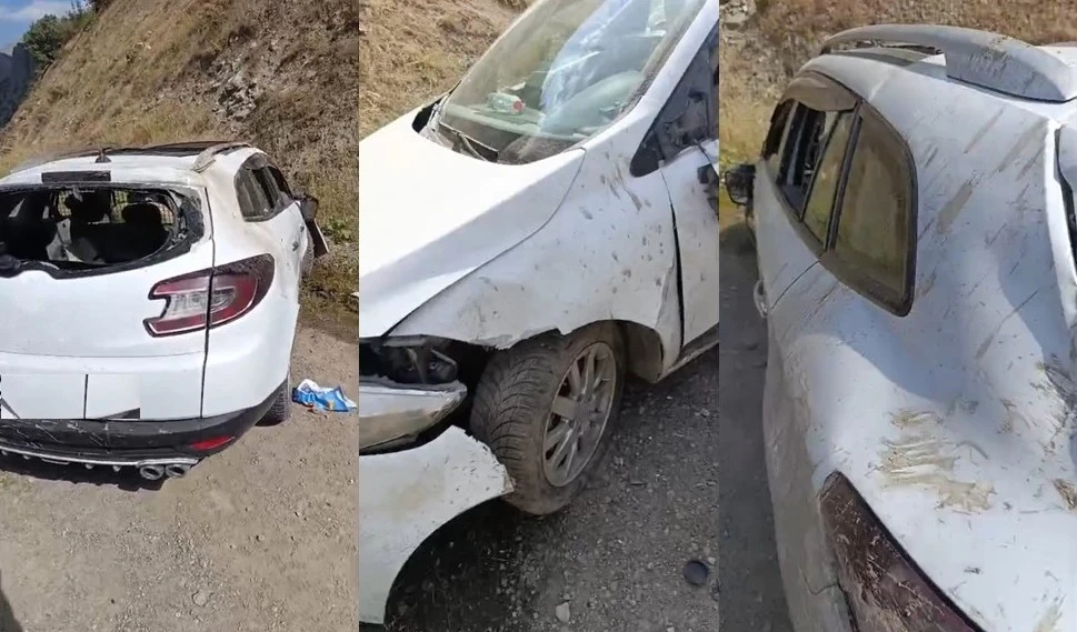 Hakkari’de kaya parçaları kazaya neden oldu
