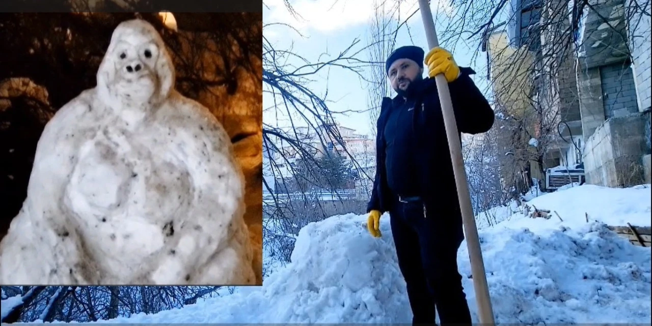 Hakkarili gen&ccedil; kardan goril yaptı
