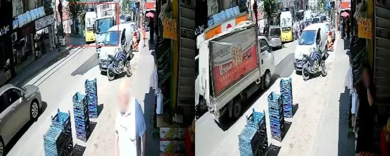 Halk otob&uuml;s&uuml; tali yoldan &ccedil;ıkan otomobille &ccedil;arpıştı
