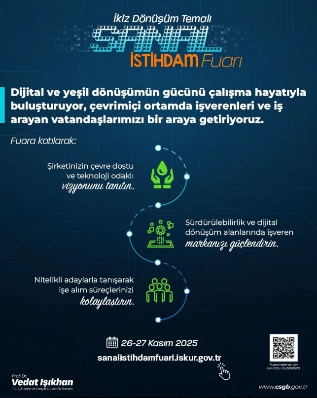 İkiz Dönüşüm Temalı Sanal İstihdam Fuarı çevrim içi ortamda işveren ve iş arayanları bir araya getirecek
