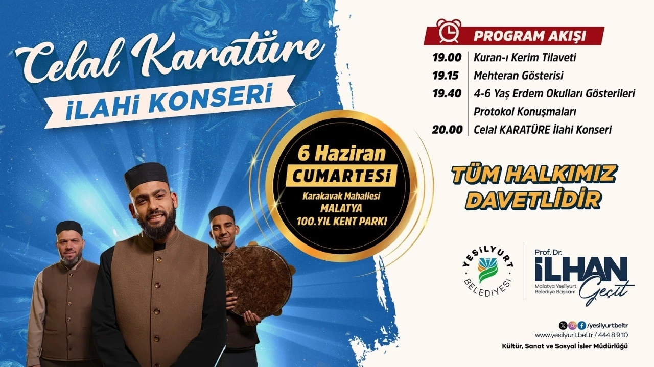 İlahi sanat&ccedil;ısı Celal Karat&uuml;re, 6 Haziran&rsquo;da Malatyalılarla buluşuyor
