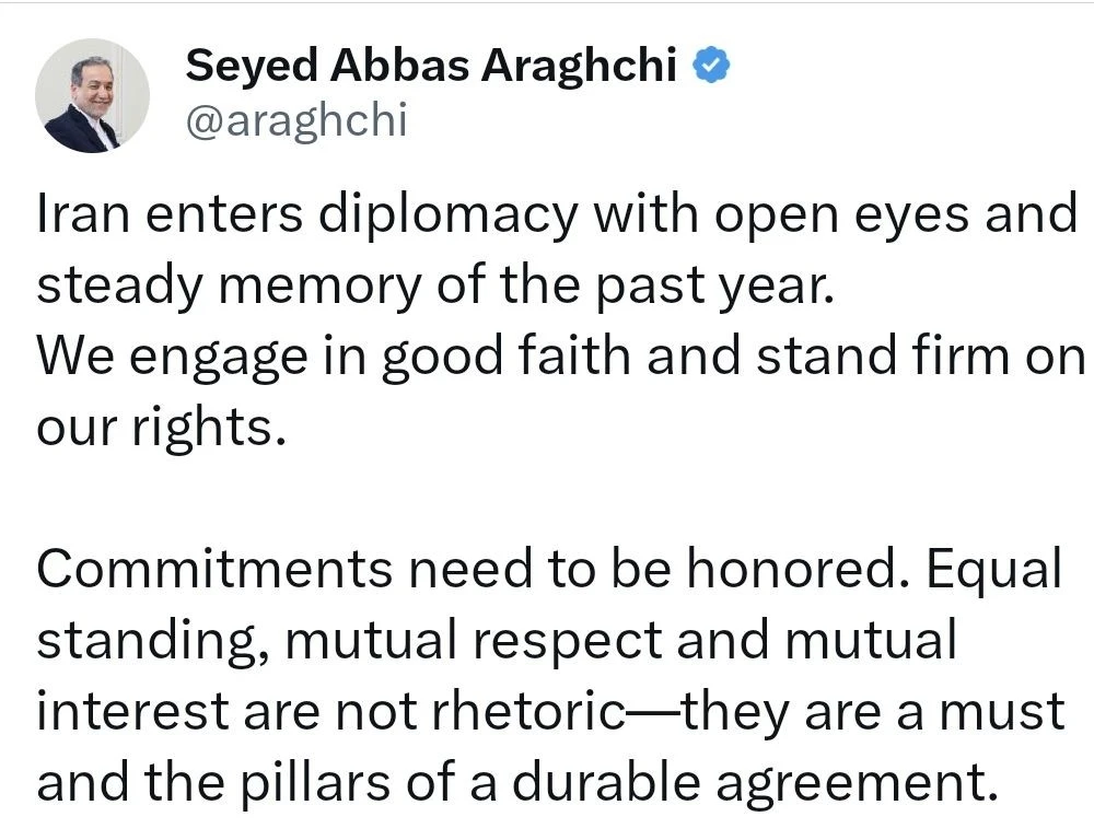 İran Dışişleri Bakanı Arak&ccedil;i&rsquo;den ABD&rsquo;ye: "Eşitlik ve karşılıklı saygı s&ouml;ylemden ibaret değildir, zorunluluktur"
