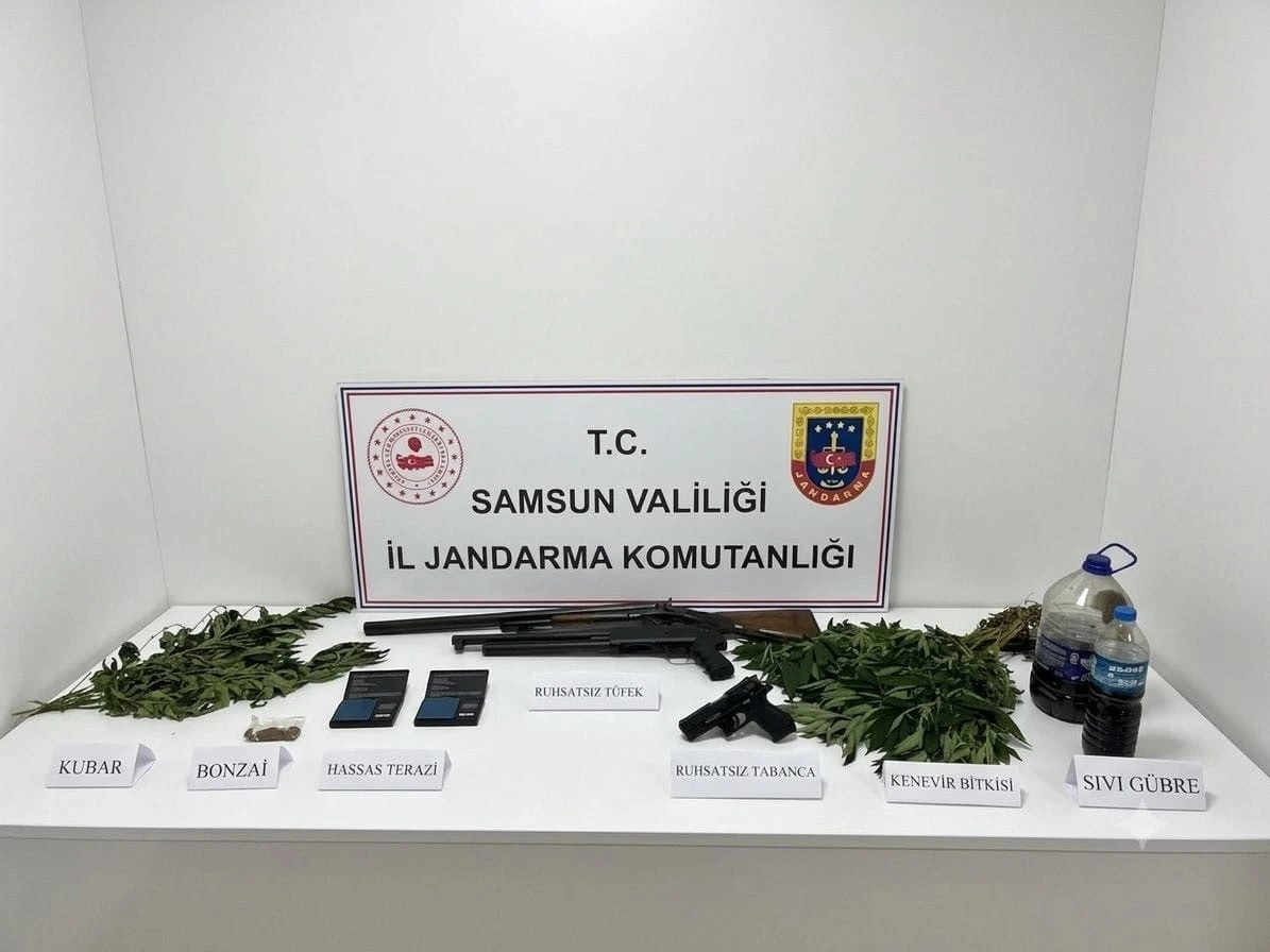 Jandarma uyuşturucu, silah ve kenevir ele ge&ccedil;irildi

