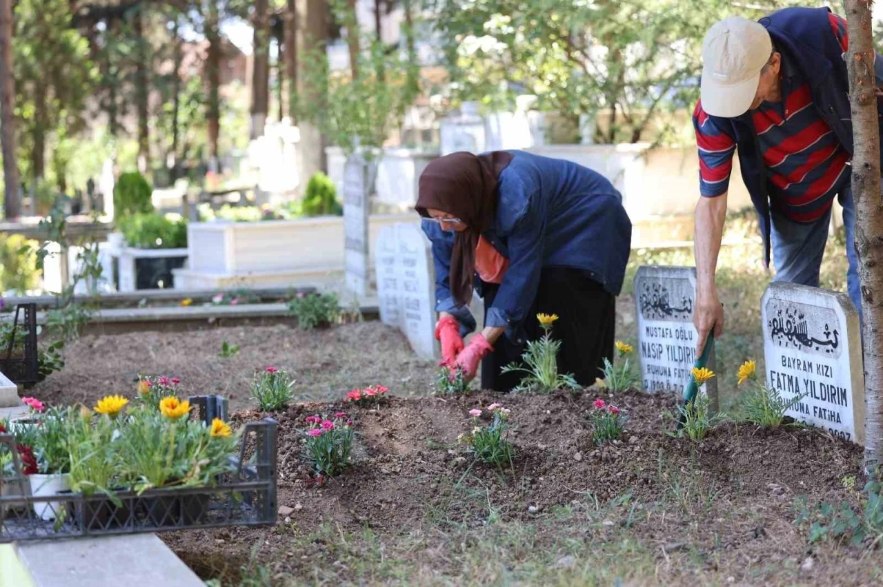 Kabirlere dikilmek amacıyla binlerce çiçek dağıtıldı

