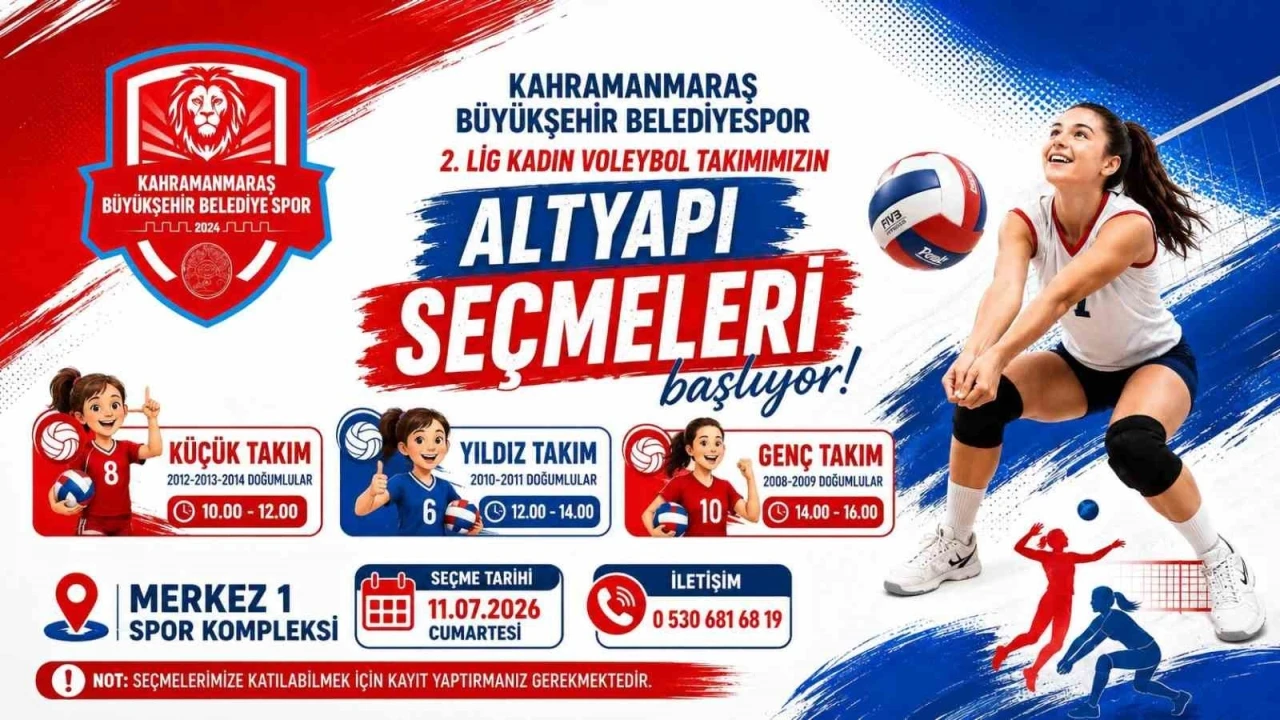 Kahramanmaraş B&uuml;y&uuml;kşehir Belediyespor Kadın Voleybol Takımı altyapı se&ccedil;meleri başlıyor
