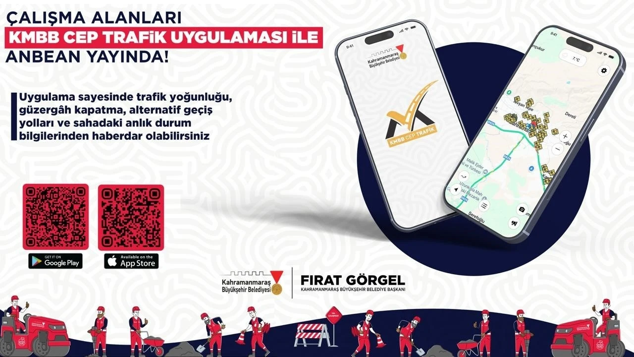 Kahramanmaraş’ta çalışma yapılan yollar  &quot;KMBB Cep Trafik&quot; mobil uygulamasında
